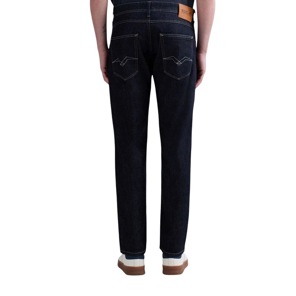 Replay Blue Cotton Relaxed Fit Jeans