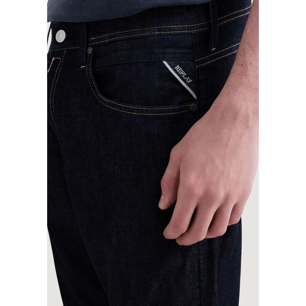 Replay Blue Cotton Relaxed Fit Jeans