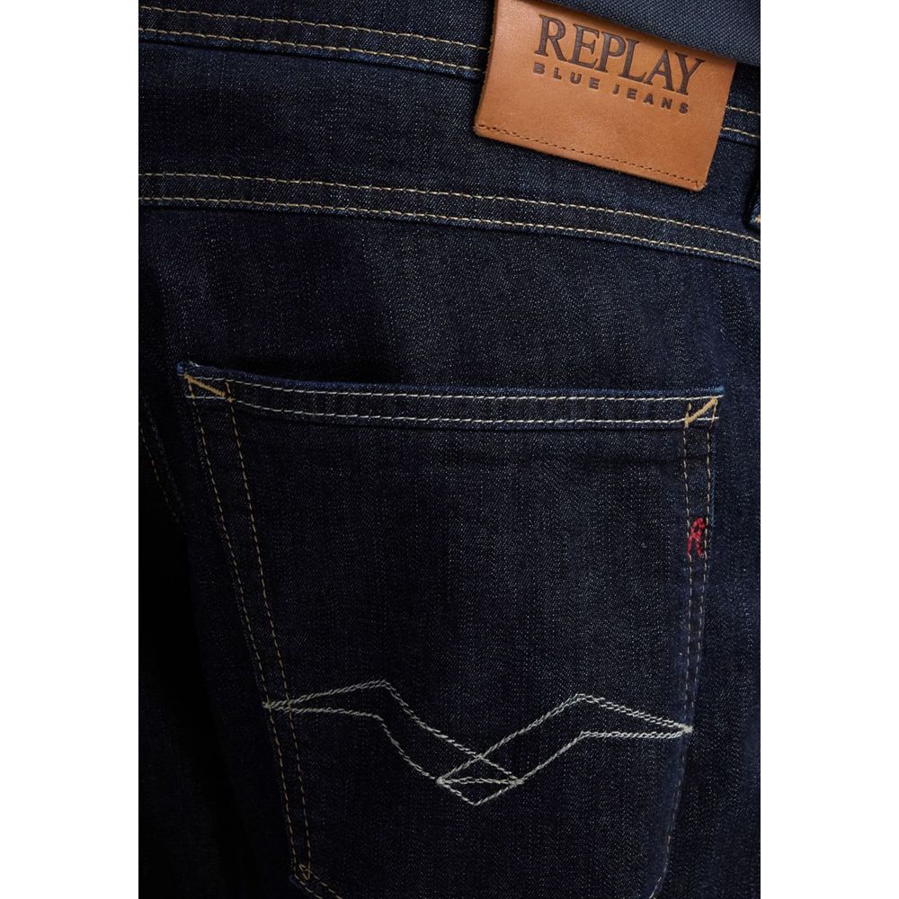 Replay Blue Cotton Relaxed Fit Jeans