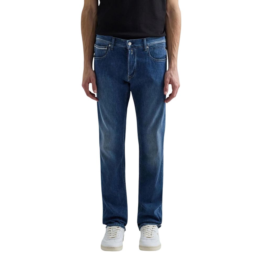 Replay Blue Cotton Relaxed Fit Jeans