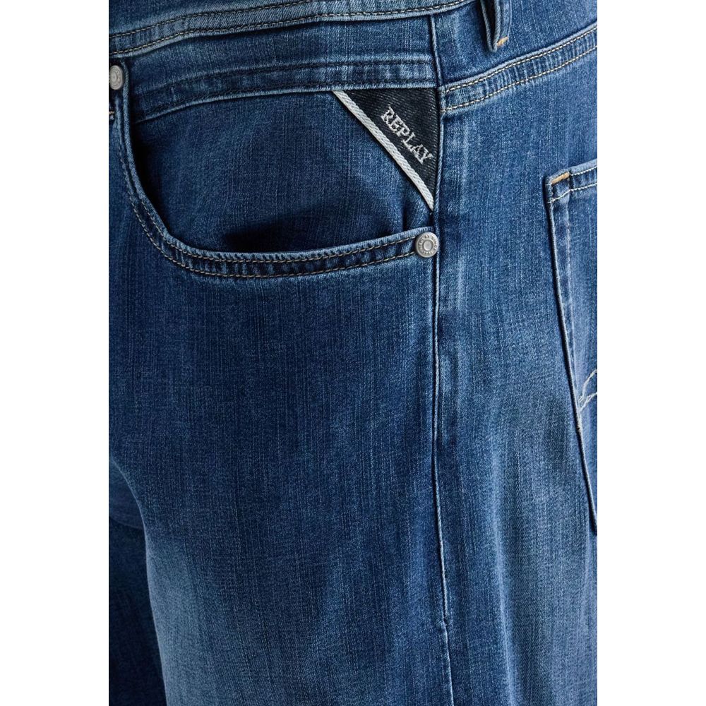 Replay Blue Cotton Relaxed Fit Jeans
