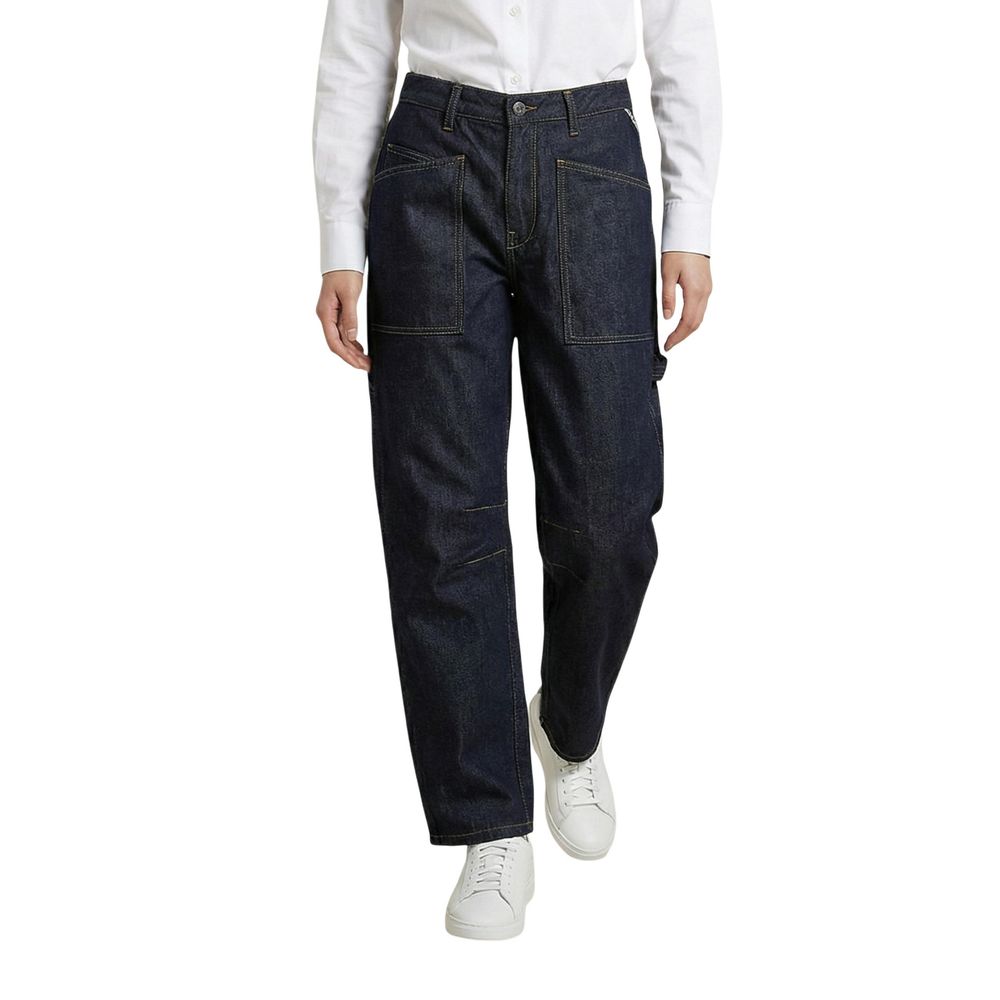 Replay Blue Cotton Mom Jeans