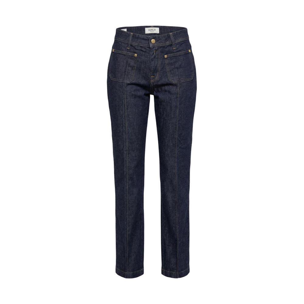 Replay Blue Cotton Mom Jeans