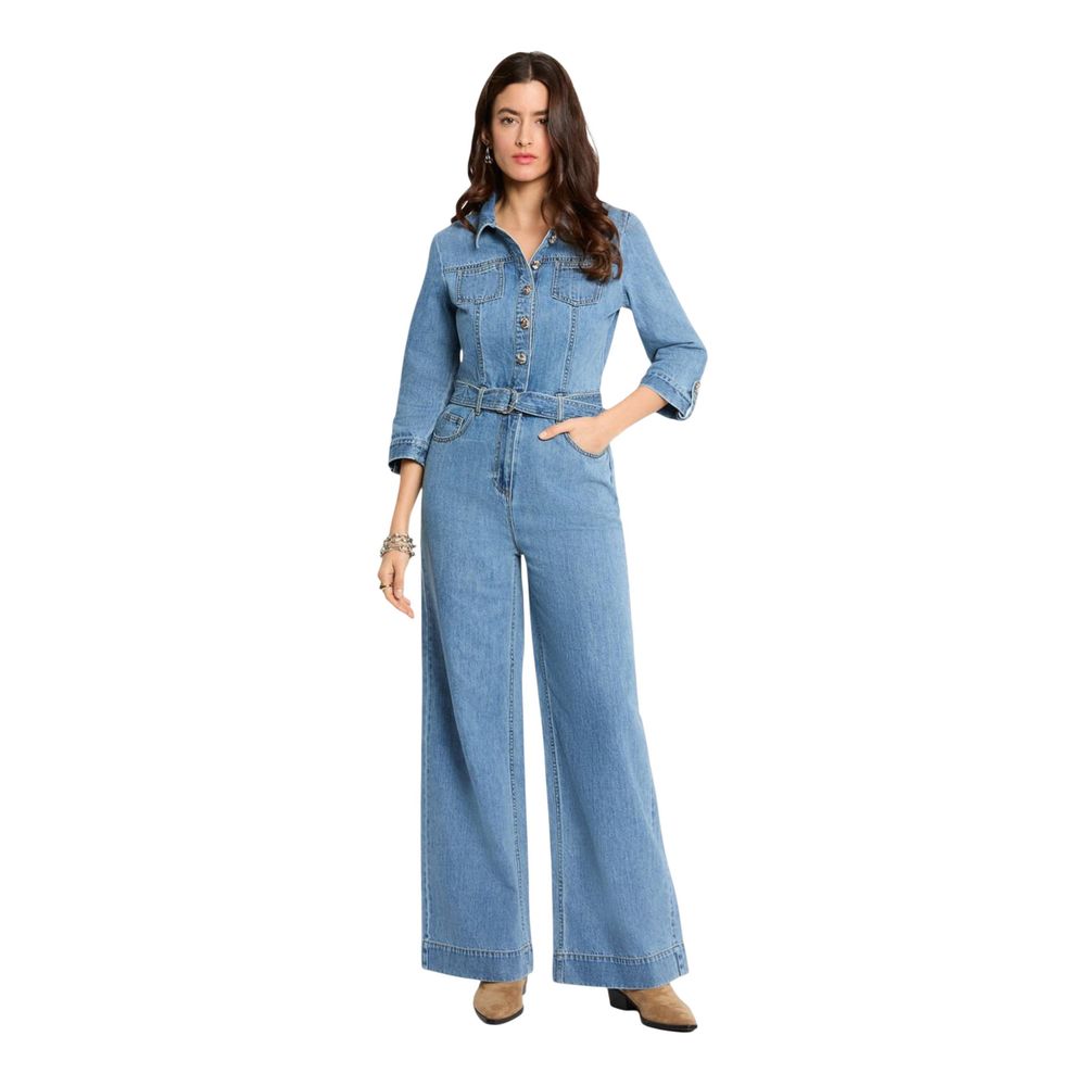 Morgan De Toi Light Blue Cotton Jumpsuit