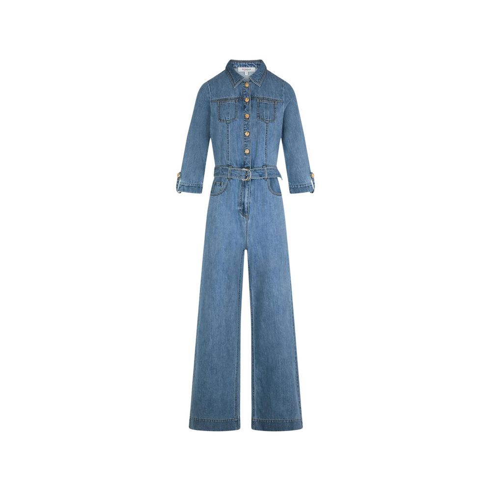 Morgan De Toi Light Blue Cotton Jumpsuit