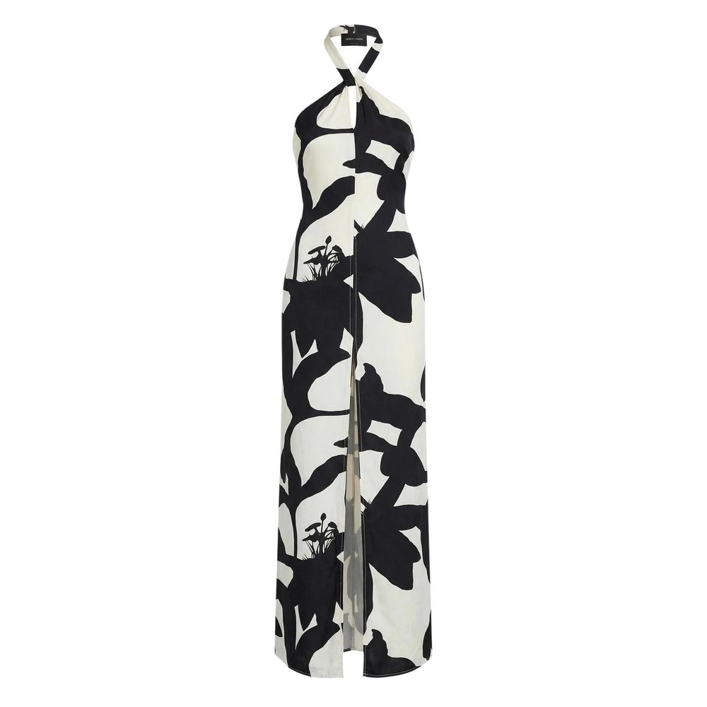 Replay Black And White Viscose Long Dress