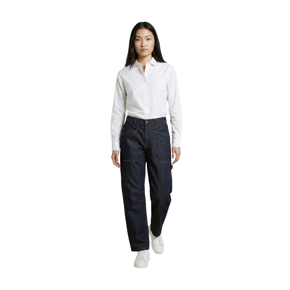 Replay Blue Cotton Mom Jeans