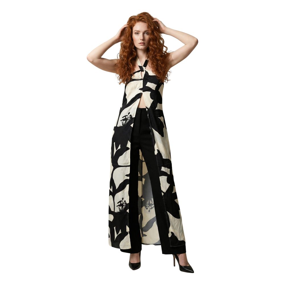 Replay Black And White Viscose Long Dress