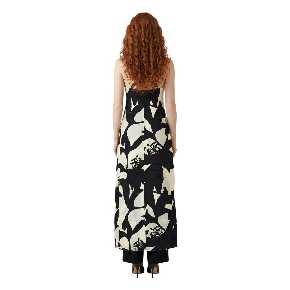 Replay Black And White Viscose Long Dress