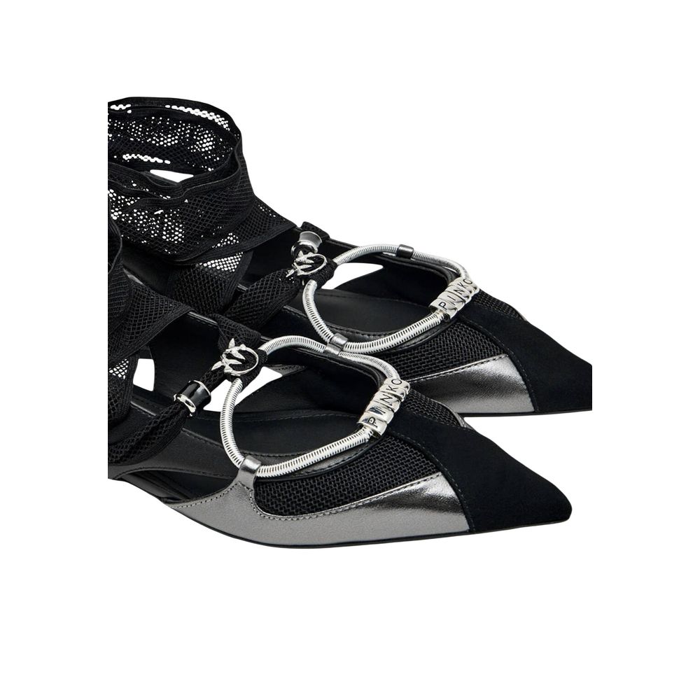 PINKO Black Leather Ballet Flats