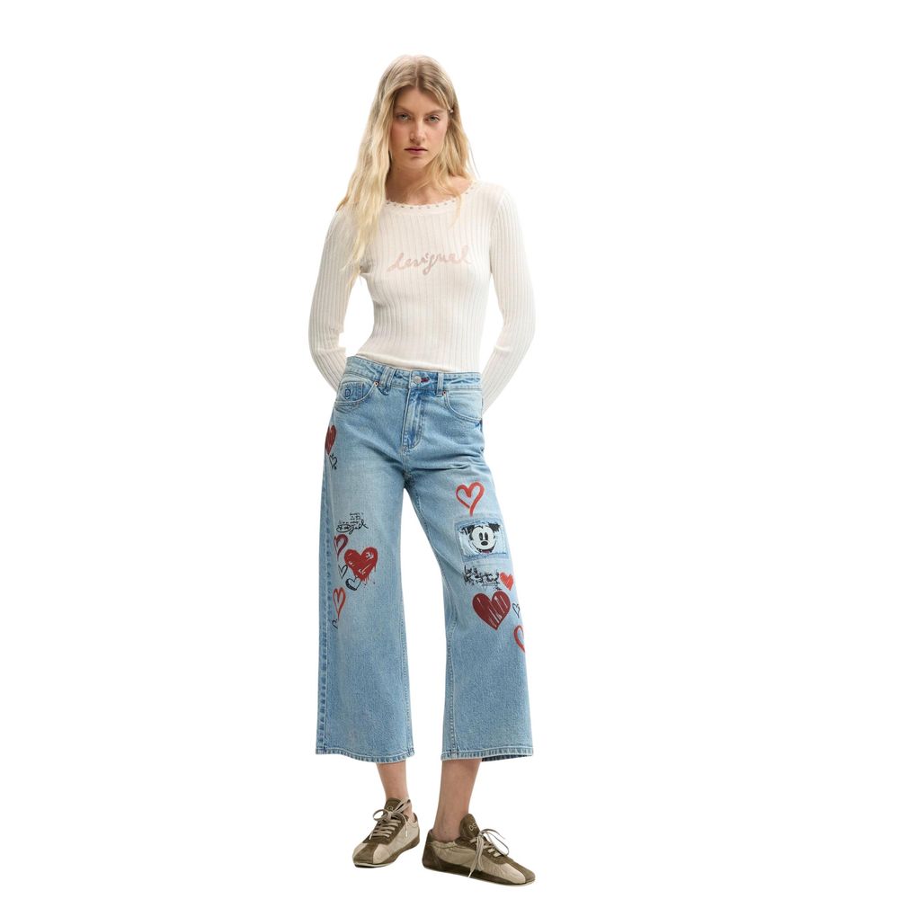 Desigual Blue Cotton Mom Jeans