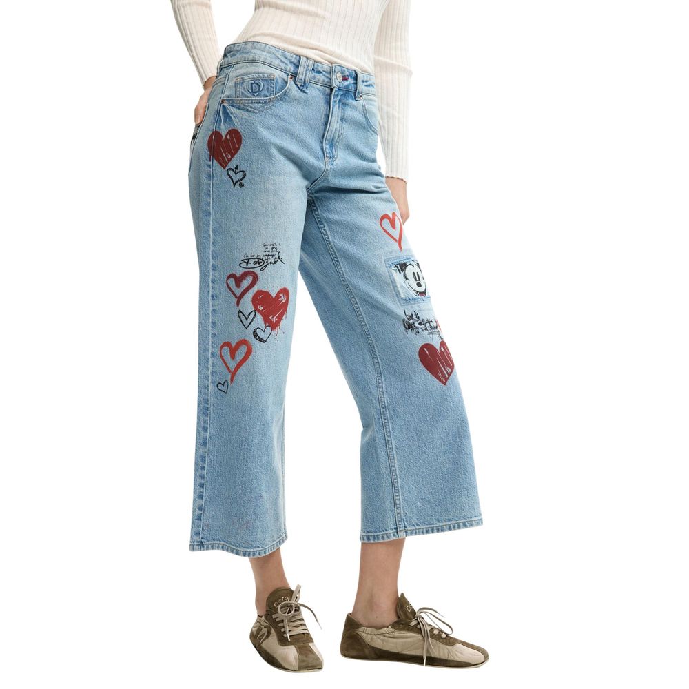 Desigual Blue Cotton Mom Jeans