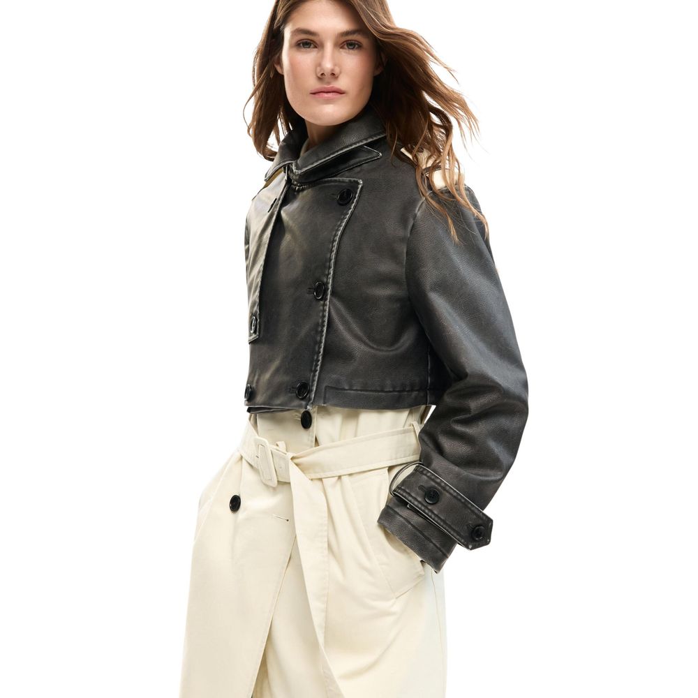 Desigual Cream Polyethylene Coat
