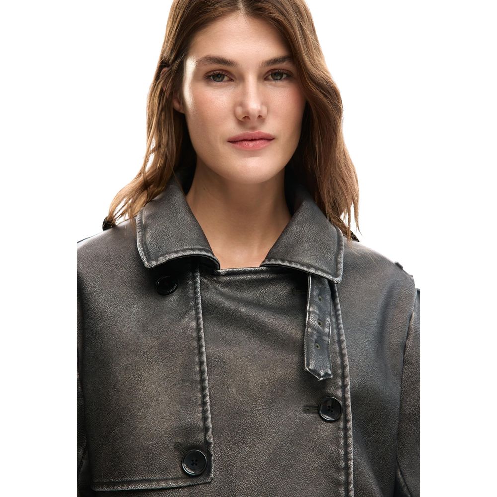Desigual Cream Polyethylene Coat