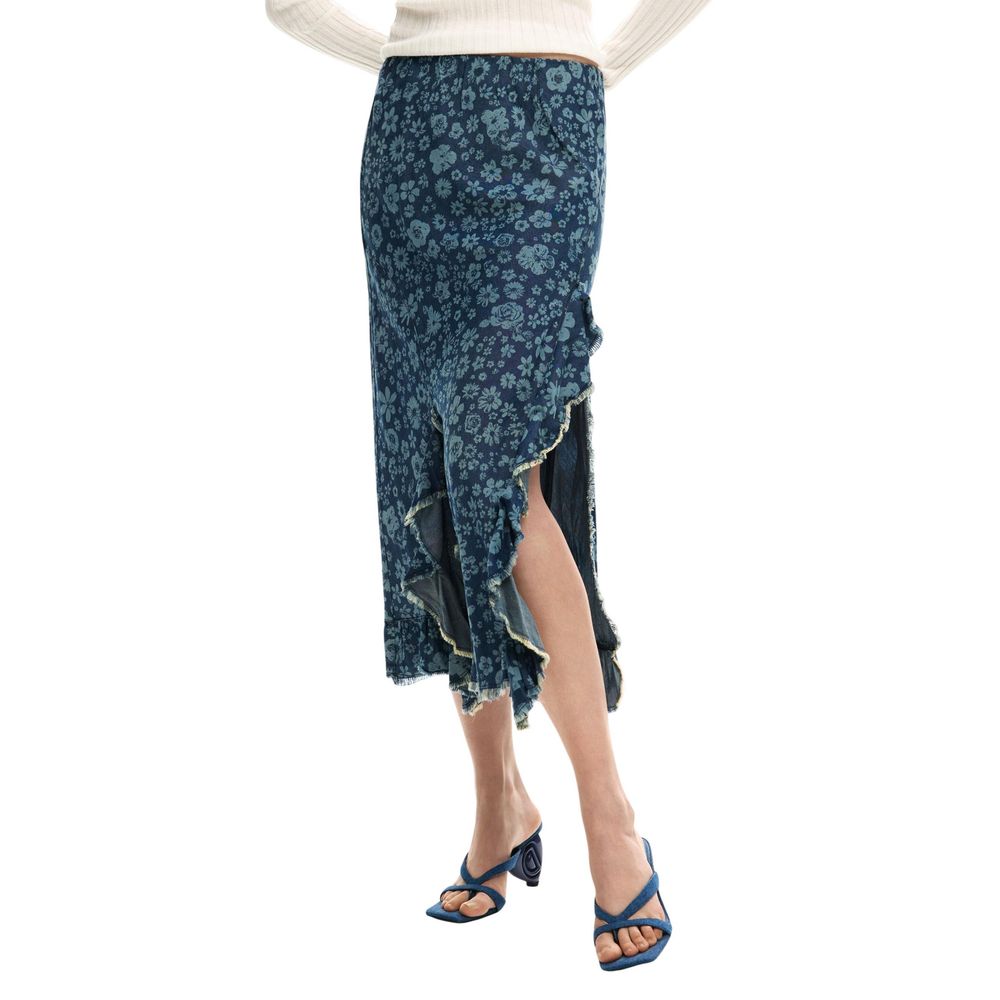 Desigual Blue Lyocell Long Skirt
