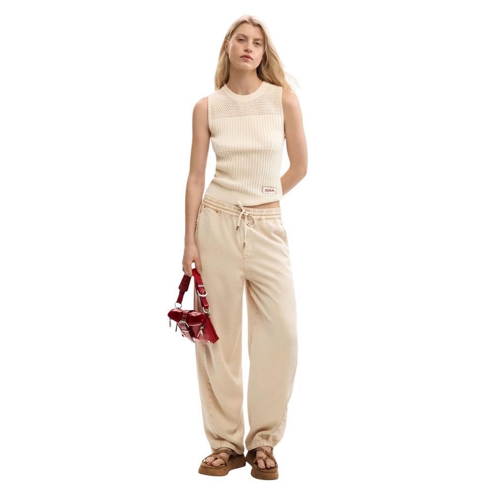 Desigual Beige Cotton Tank Tops