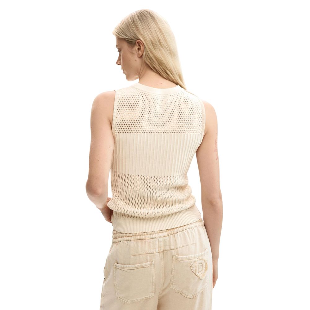 Desigual Beige Cotton Tank Tops