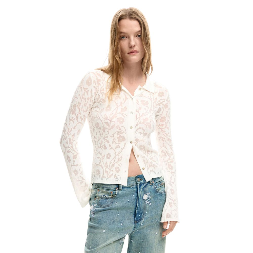 Desigual Cream Viscose Long Sleeve T-Shirt