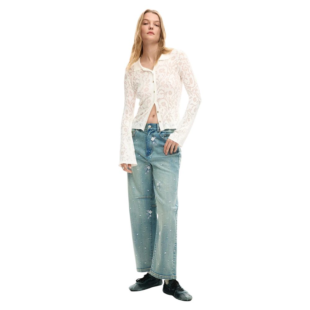 Desigual Cream Viscose Long Sleeve T-Shirt