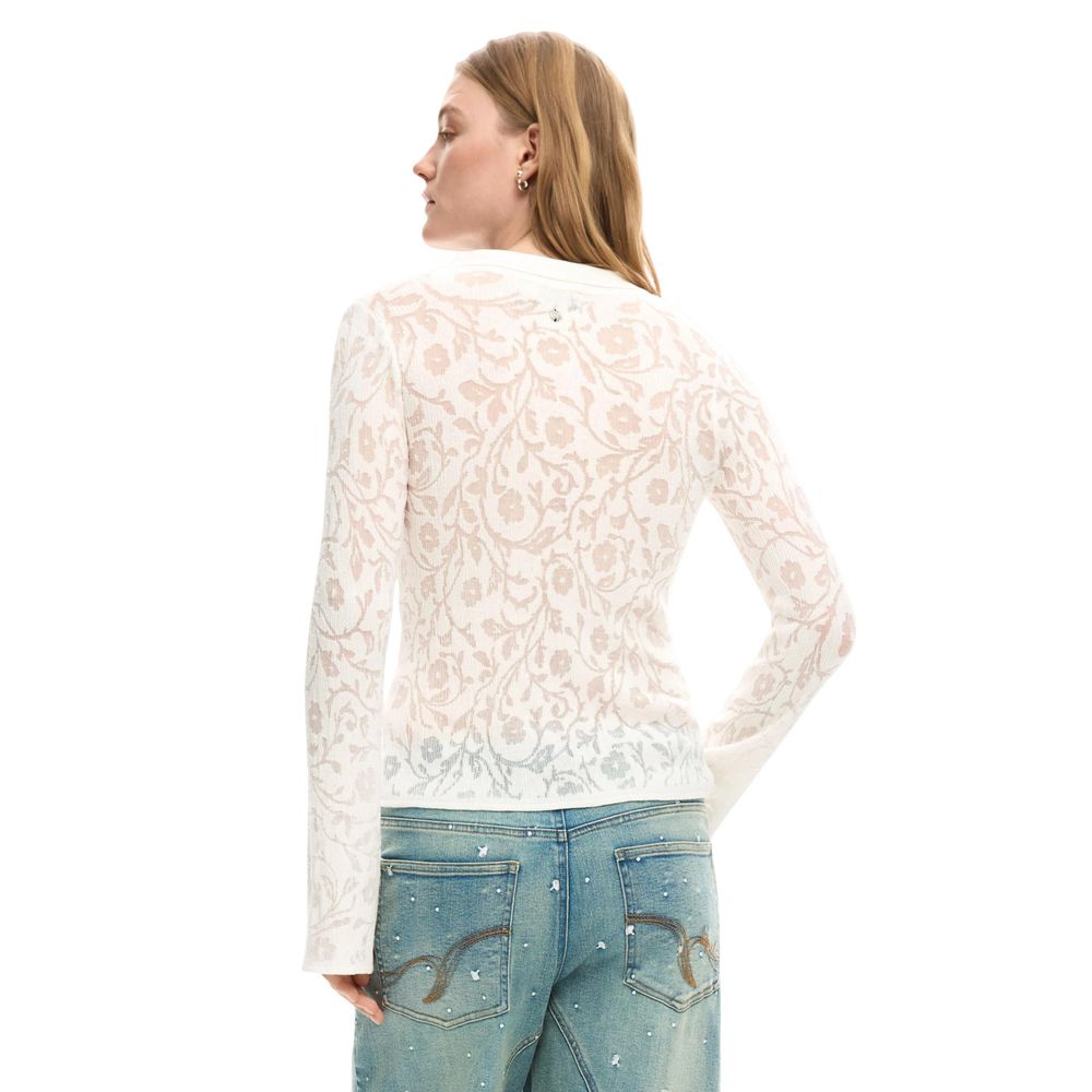 Desigual Cream Viscose Long Sleeve T-Shirt