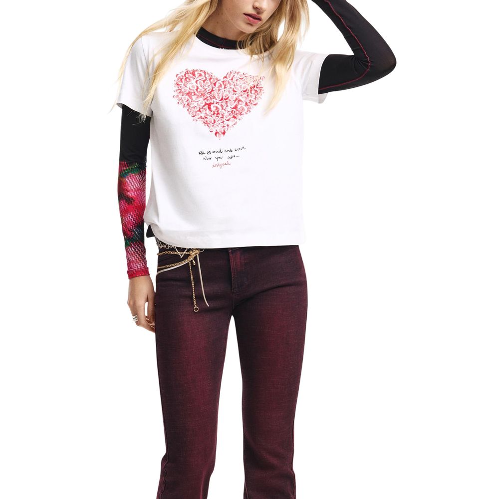 Desigual White Cotton T-Shirt
