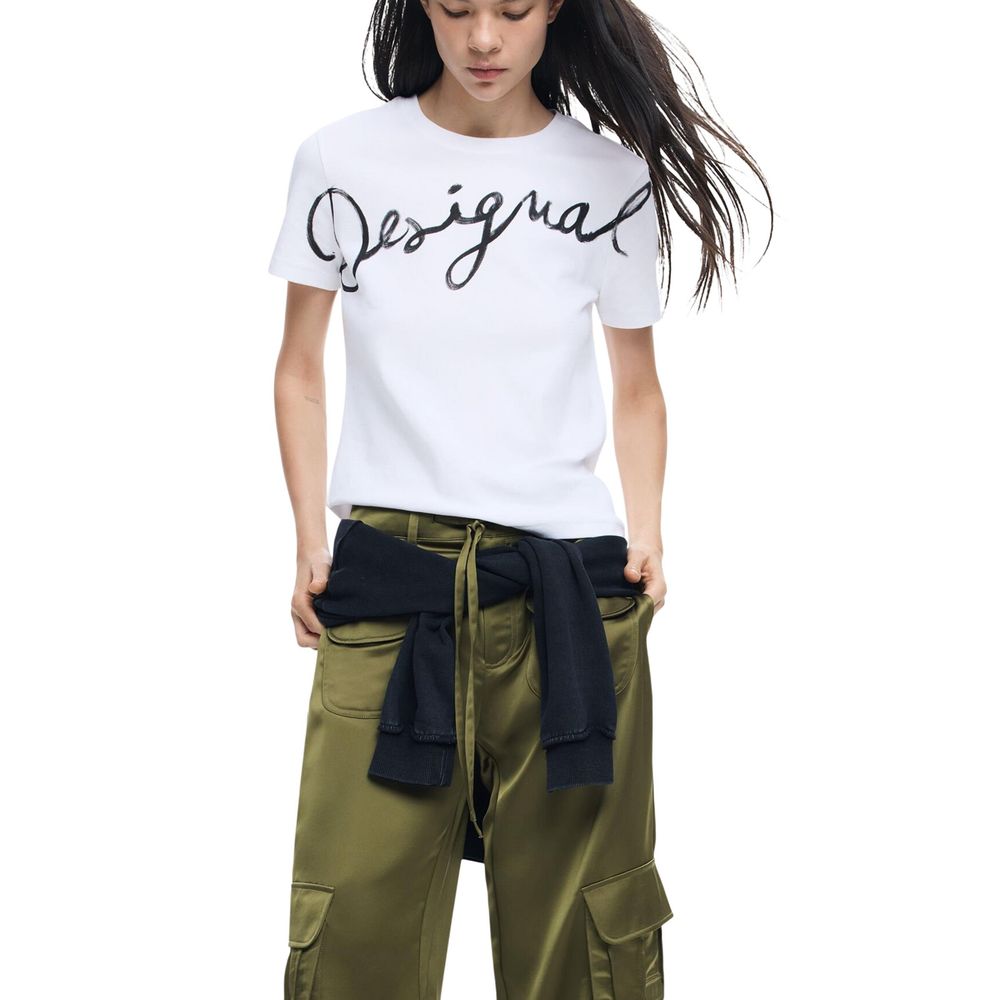 Desigual White Cotton T-Shirt