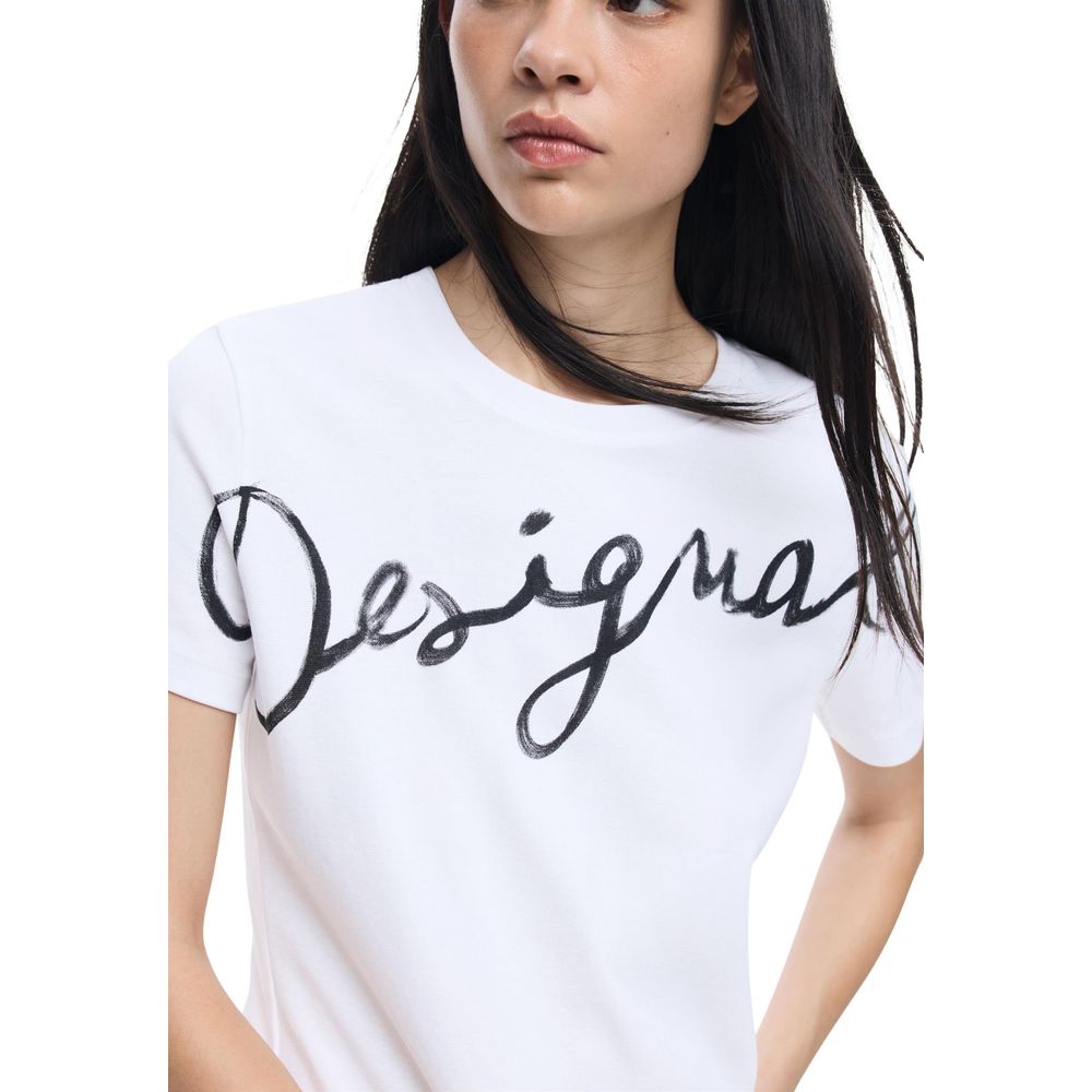 Desigual White Cotton T-Shirt