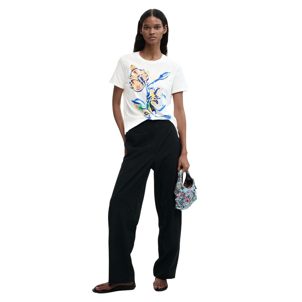 Desigual White Cotton T-Shirt
