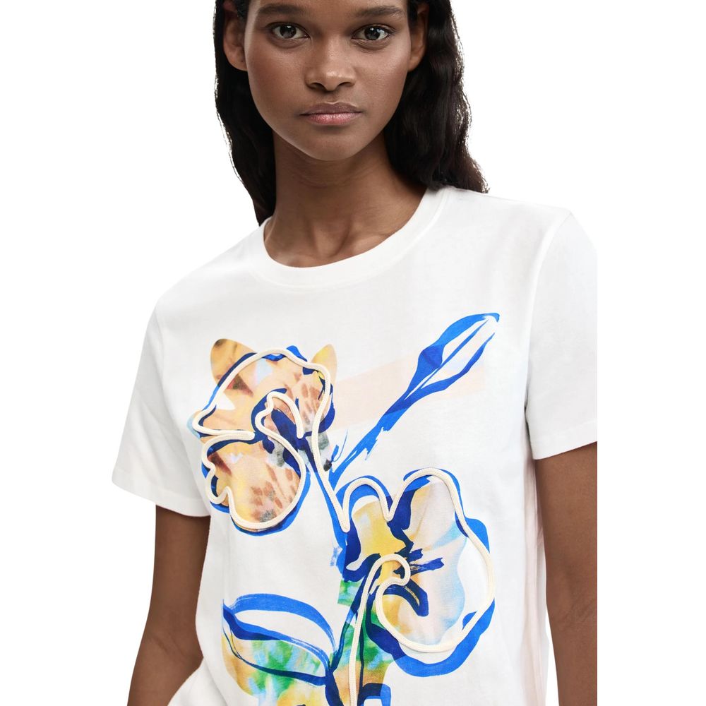 Desigual White Cotton T-Shirt