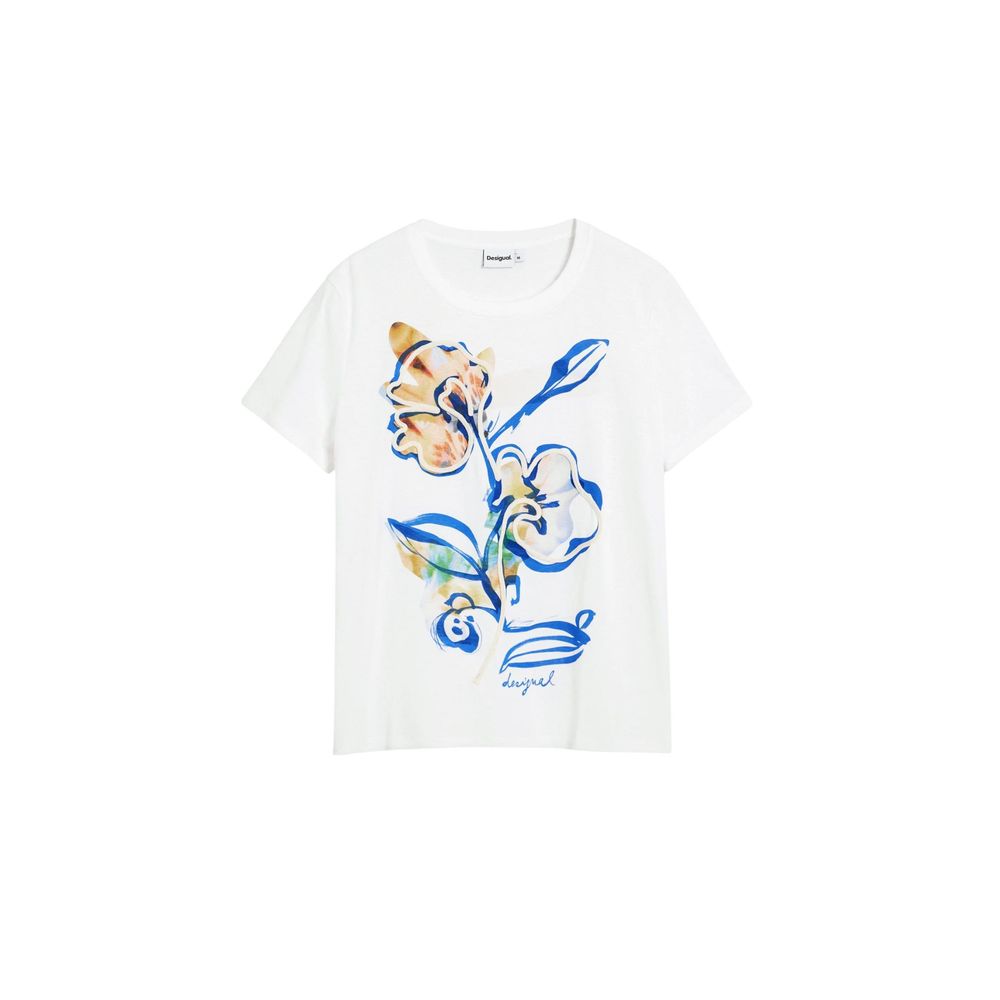 Desigual White Cotton T-Shirt