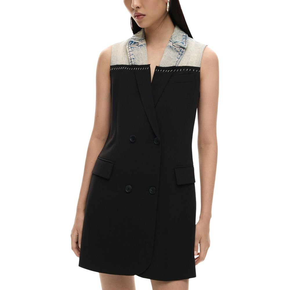 Desigual Black Polyester Midi Dress
