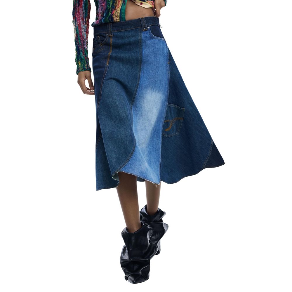 Desigual Blue Cotton Long Skirt