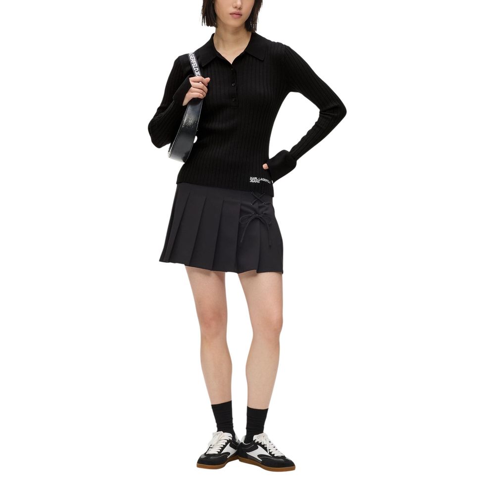 Karl Lagerfeld Black Viscose Long Sleeve T-Shirt