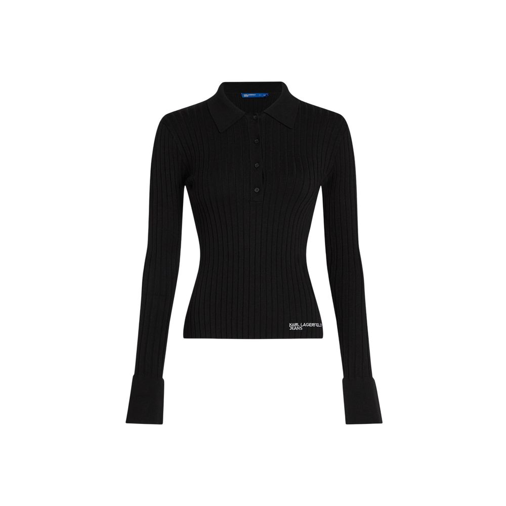 Karl Lagerfeld Black Viscose Long Sleeve T-Shirt