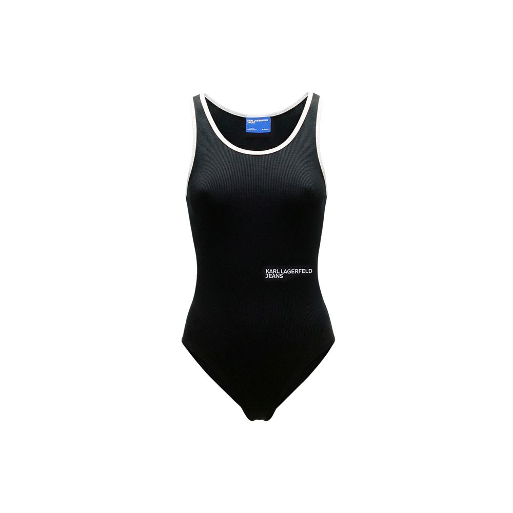 Karl Lagerfeld Black Cotton Bodysuit
