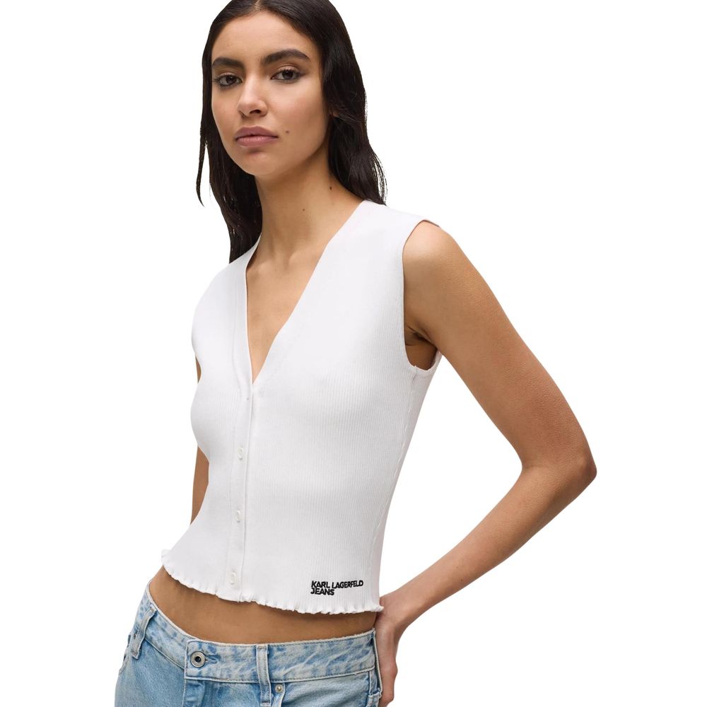 Karl Lagerfeld White Viscose Tank Tops