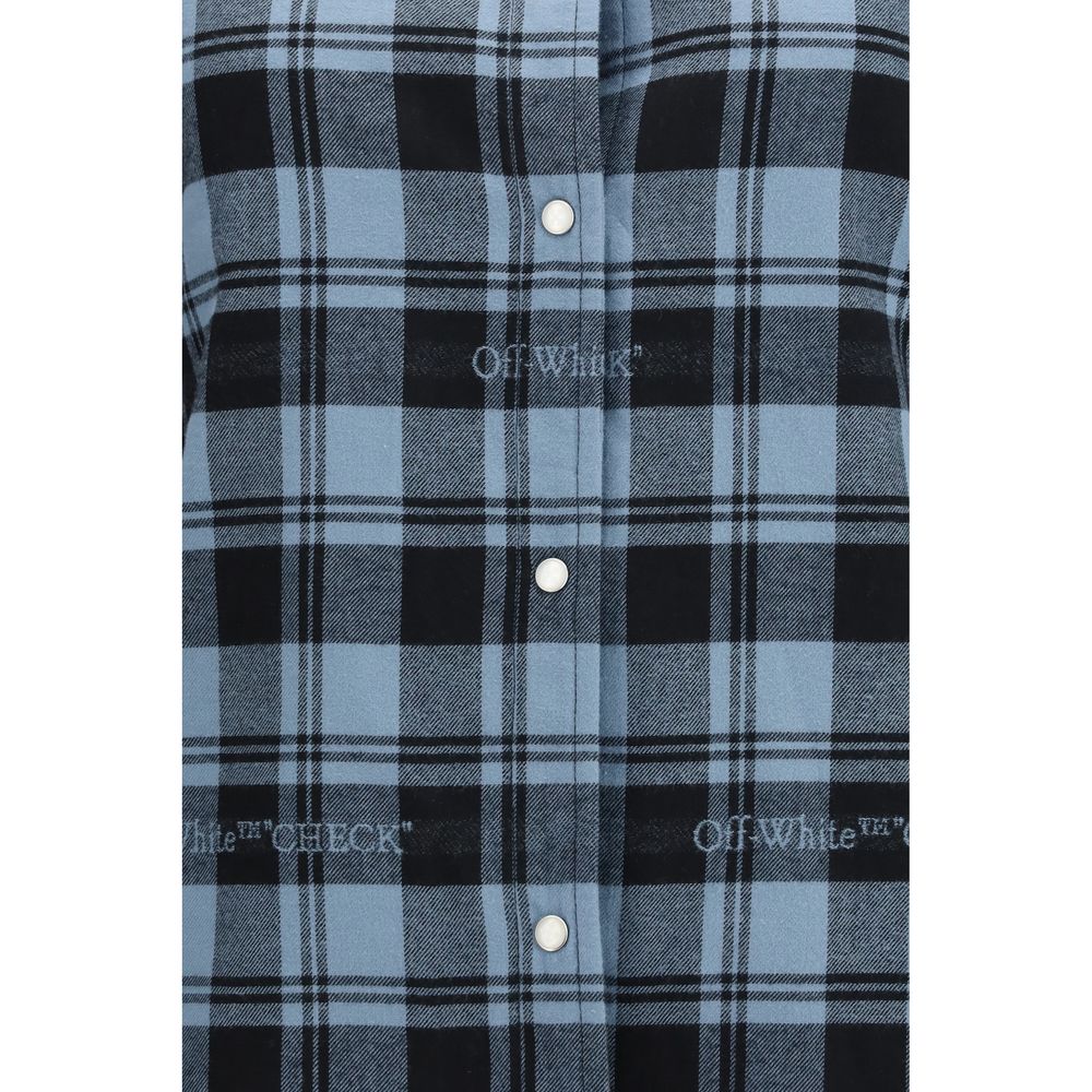 Off-White Blue Cotton Full-Length Jacket