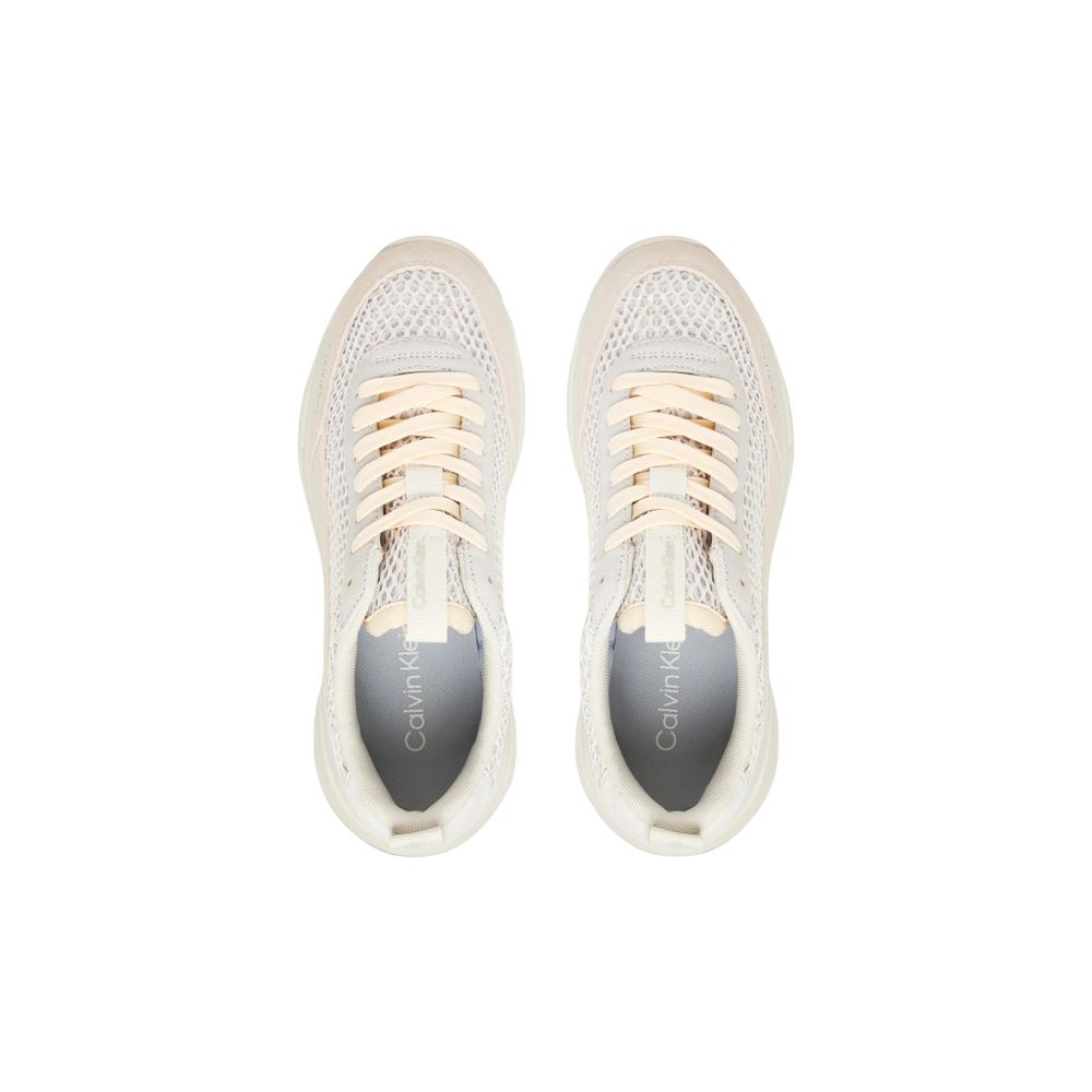 Calvin Klein Jeans Beige Leather Chunky Sneakers