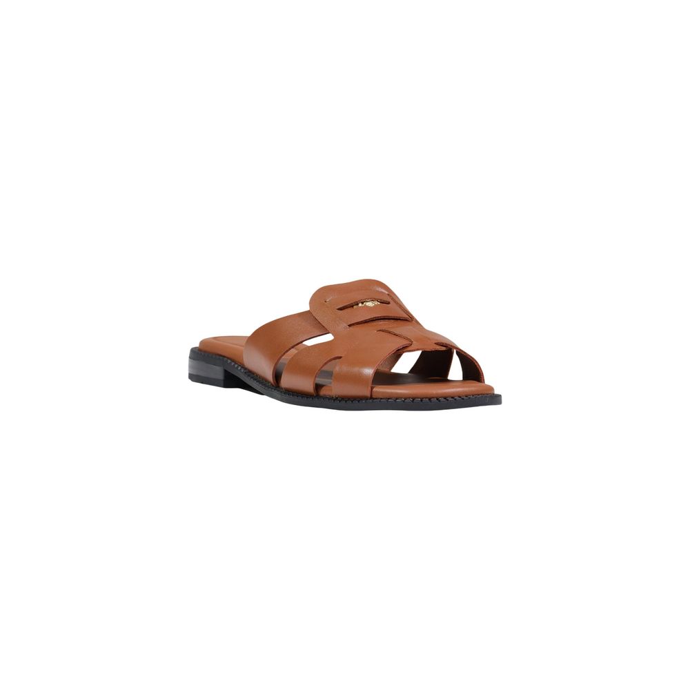 Tommy Hilfiger Brown Leather Flat Sandals