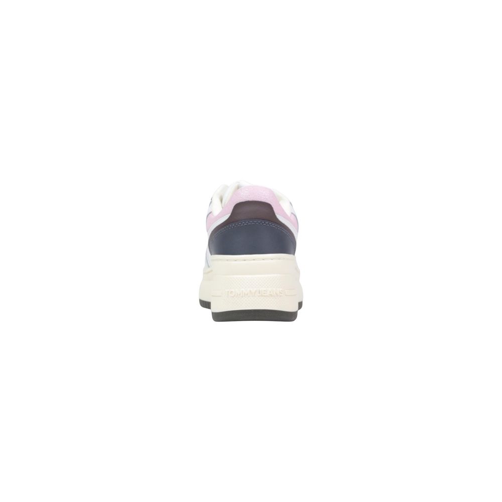 Tommy Hilfiger Jeans White Suede Leather Platform Sneakers