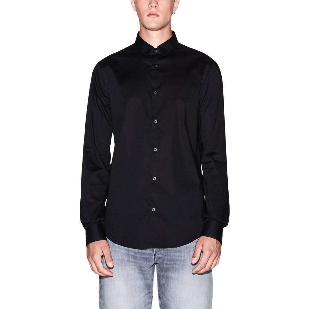 Armani Exchange Black Cotton Dress Shirt