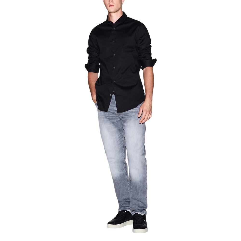 Armani Exchange Black Cotton Dress Shirt