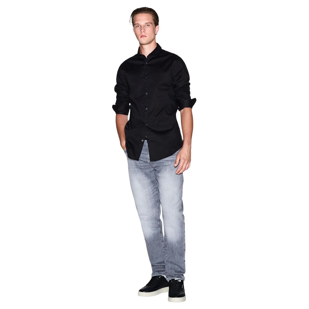 Armani Exchange Black Cotton Dress Shirt