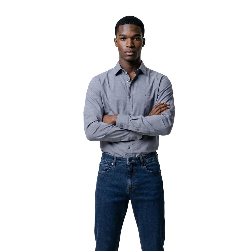 Armani Exchange Blue Polyester Dress Shirt