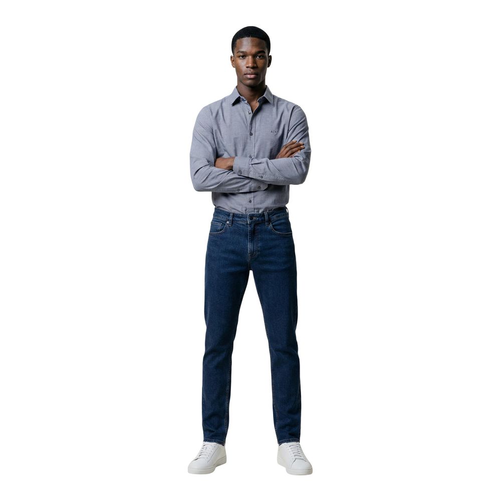 Armani Exchange Blue Polyester Dress Shirt