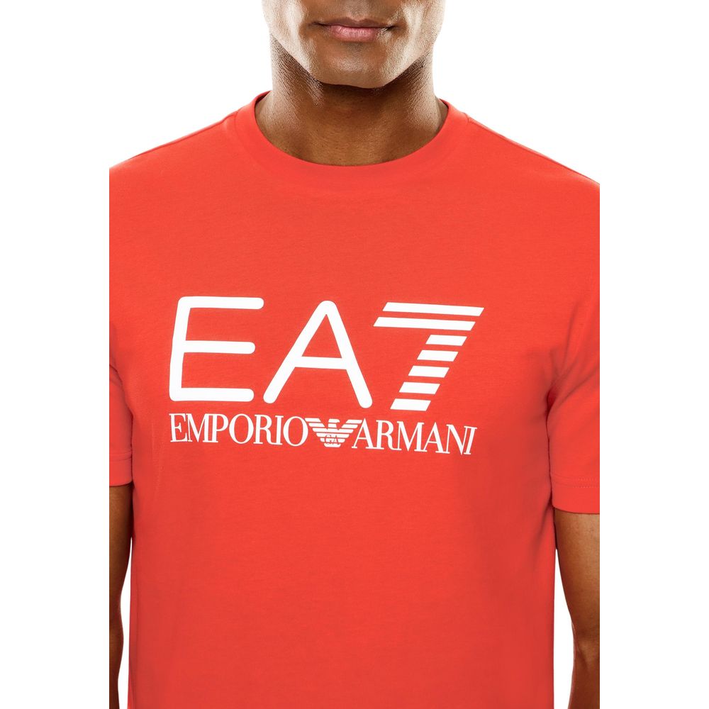 EA7 Emporio Armani Red Cotton T-Shirt
