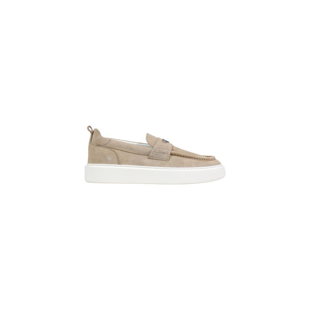 Antony Morato Beige Leather Slip-On Loafers