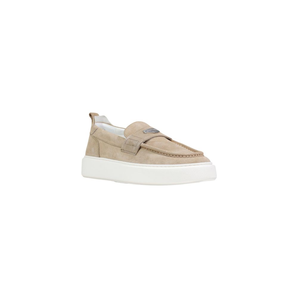 Antony Morato Beige Leather Slip-On Loafers