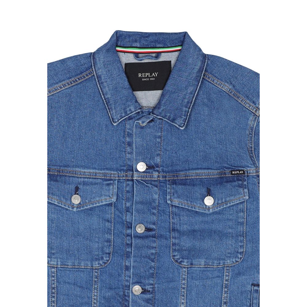 Replay Blue Cotton Denim Jacket