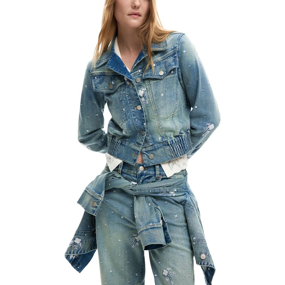 Desigual Blue Elastane Denim Jacket